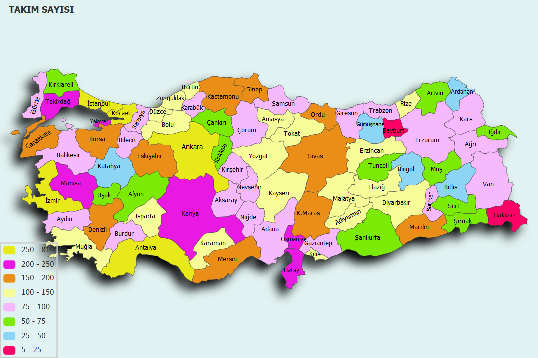 NÚMERO DE EQUIPOS (Turquía) Mapas de Usuario