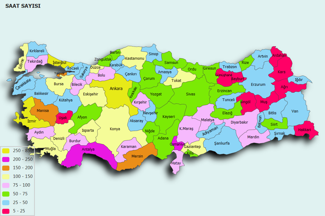 NÚMERO DE HORAS (Turquía) Mapas de Usuario