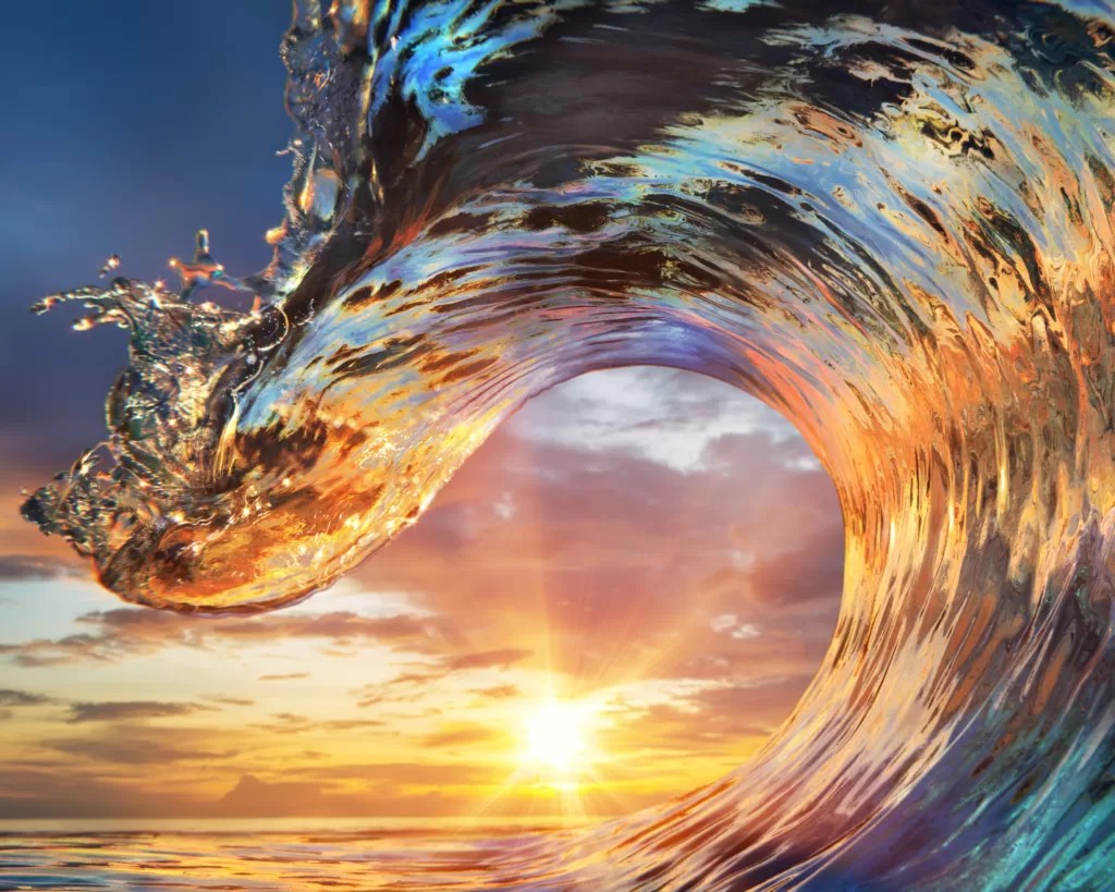 Wave Crashing at Sunset Paint by Numbers Paint My Numbers