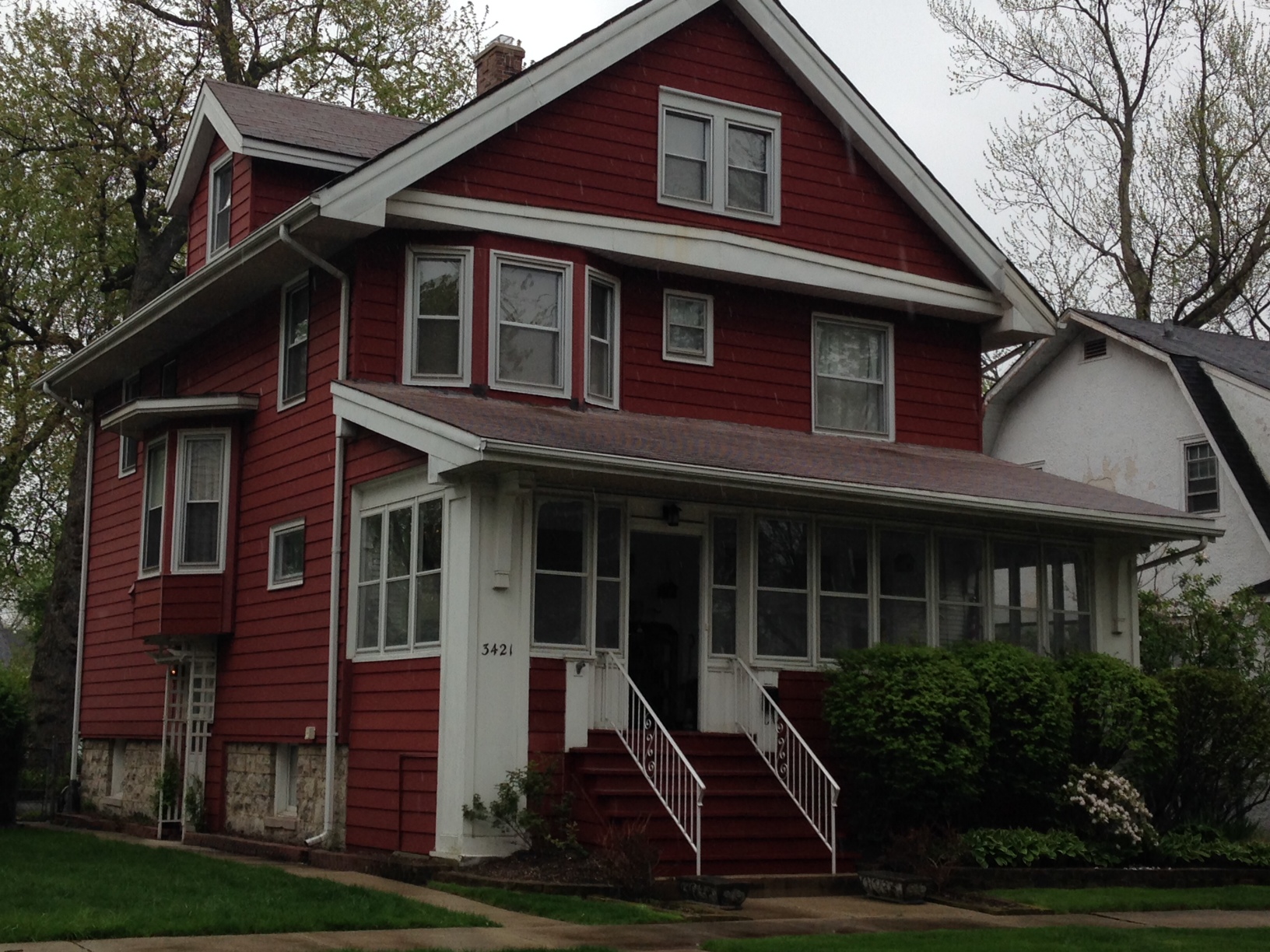 New Color Scheme for an American FourSquare House Painting In