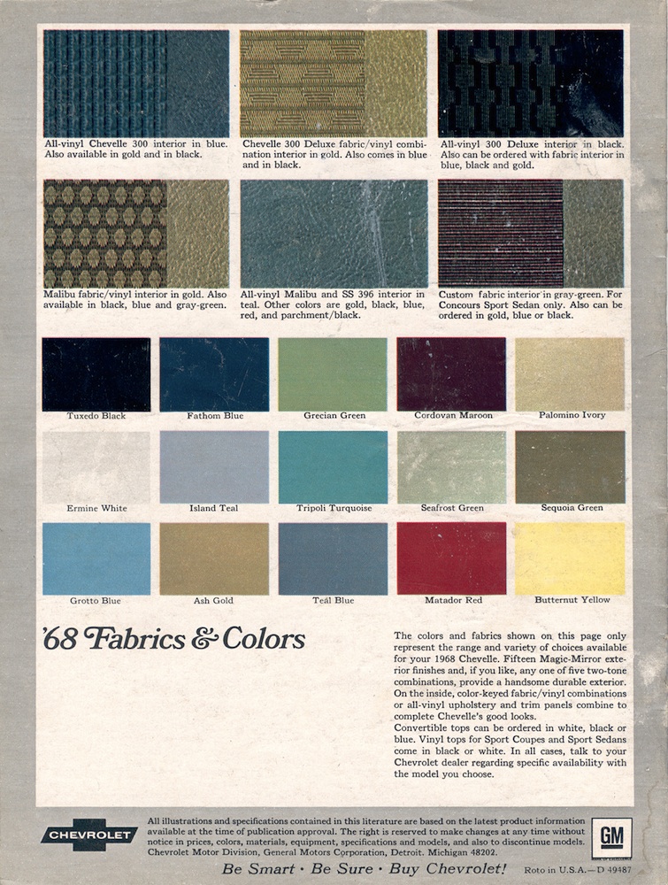 GM 1968 Chevrolet Chevelle Sales Brochure