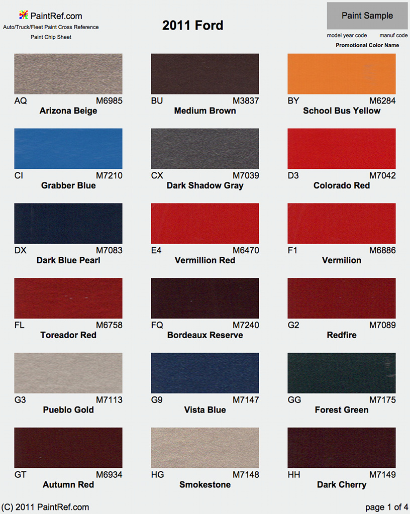 2008 Ford truck paint colors
