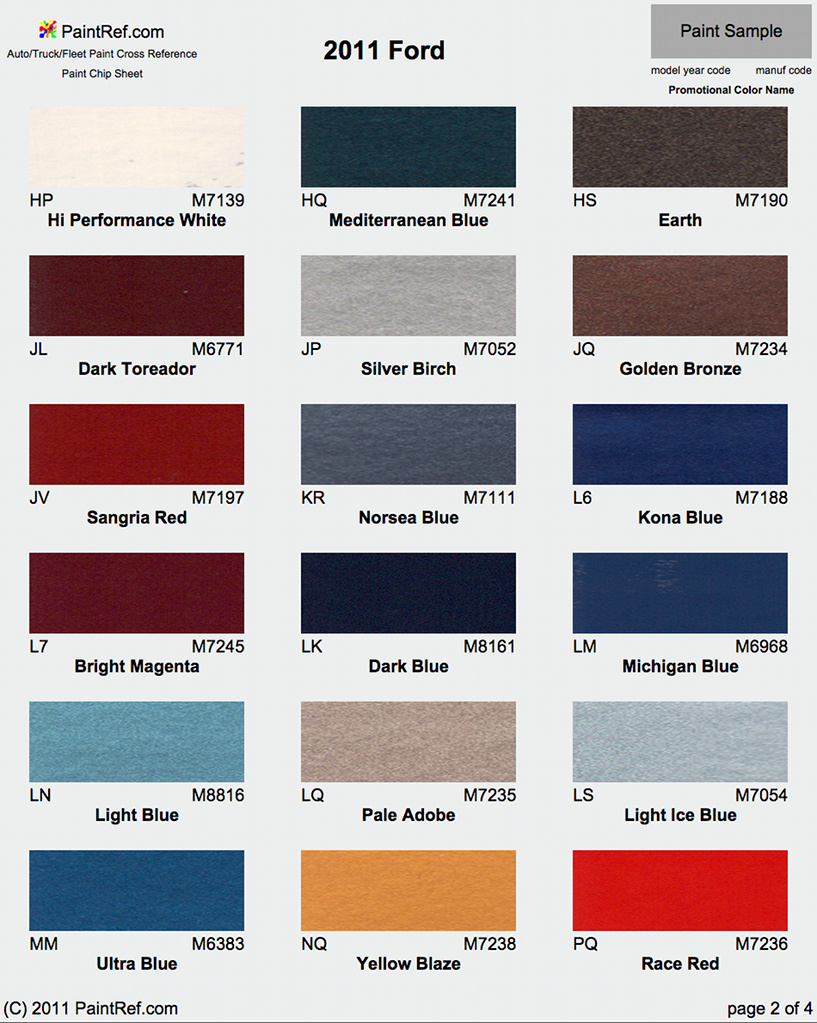 Paint Chips 2011 Ford F250