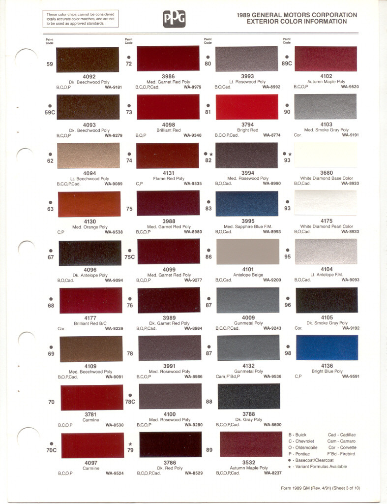 Paint Chips 1989 GM Chevy Truck