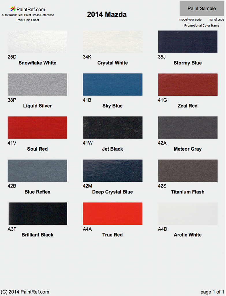 Paint Chips 2014 Mazda