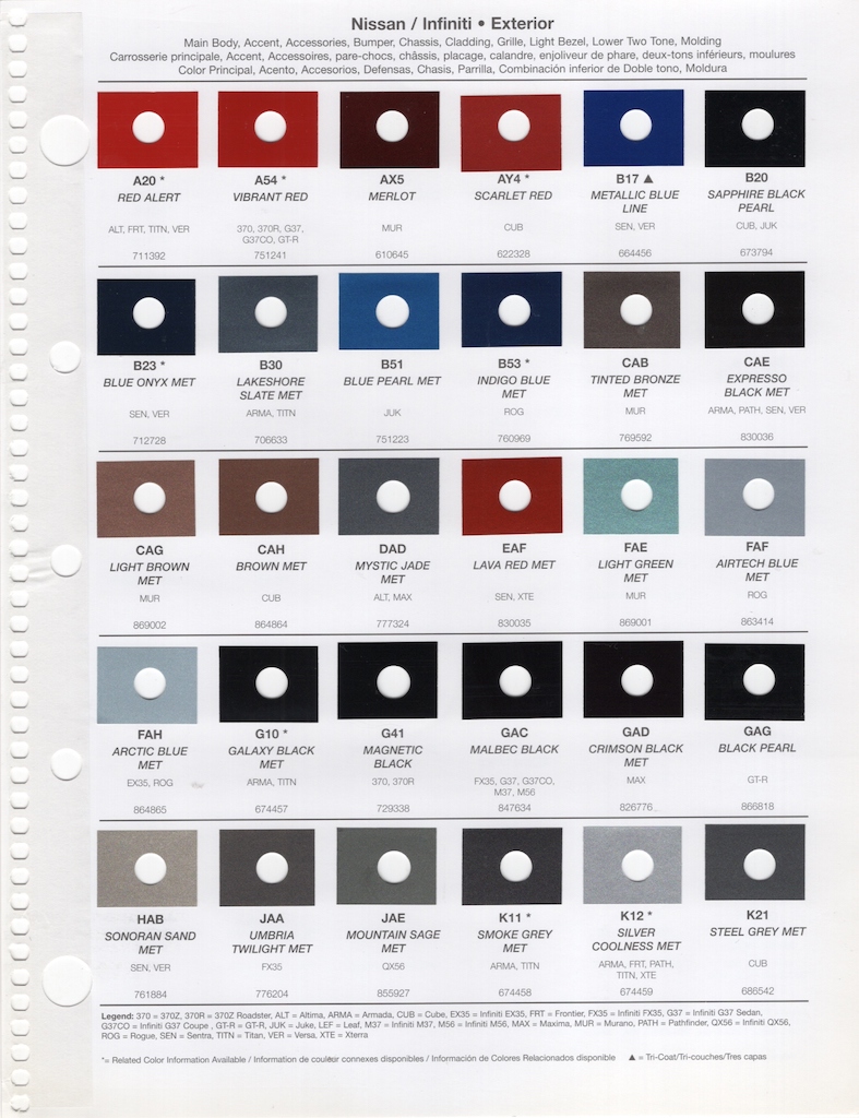 Paint Chips 2011 Nissan 370Z