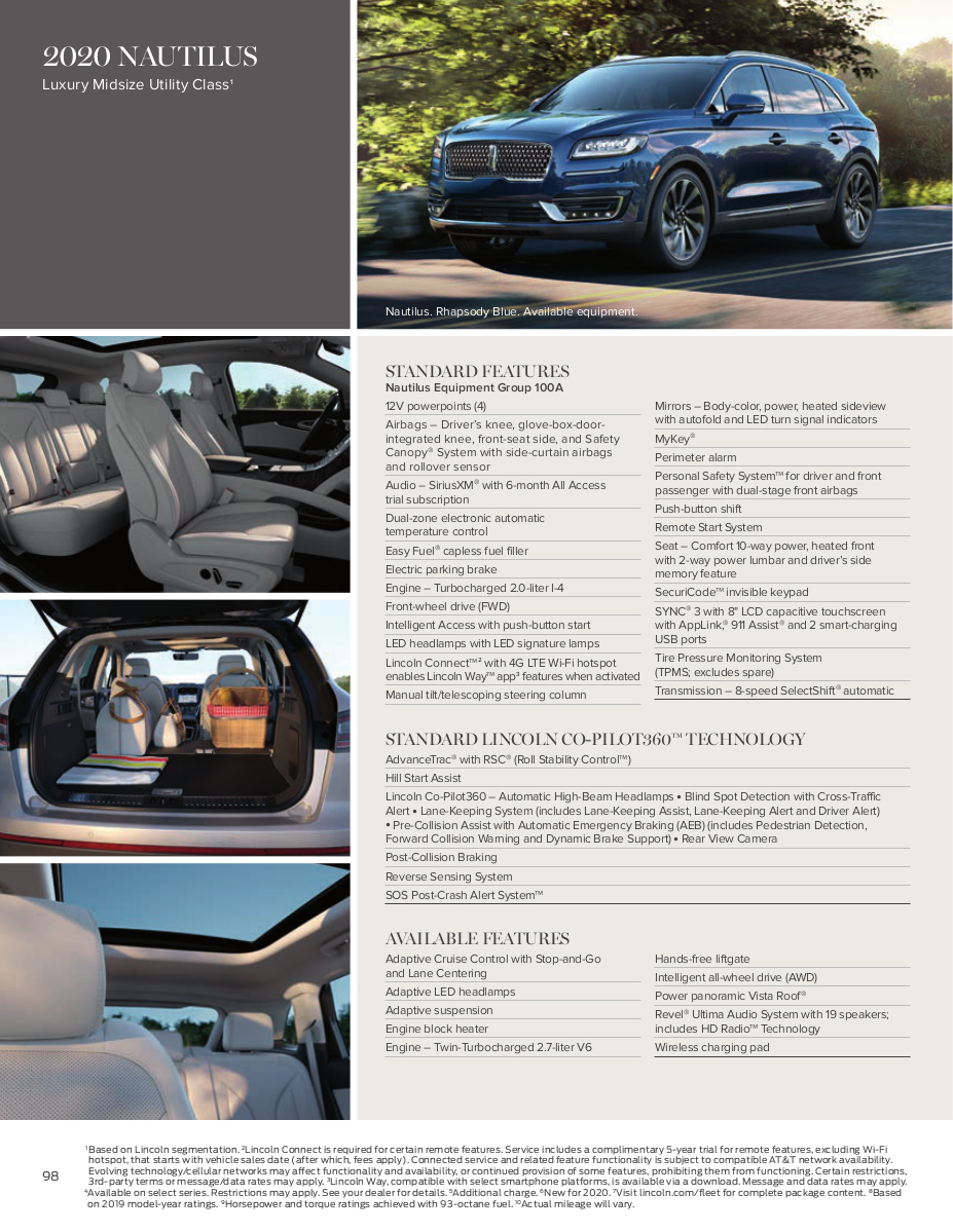 Ford 2020 Lincoln Nautilus Sales Brochure