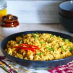 Instant Pot Curried Risotto with chickpeas garnished with cilantro