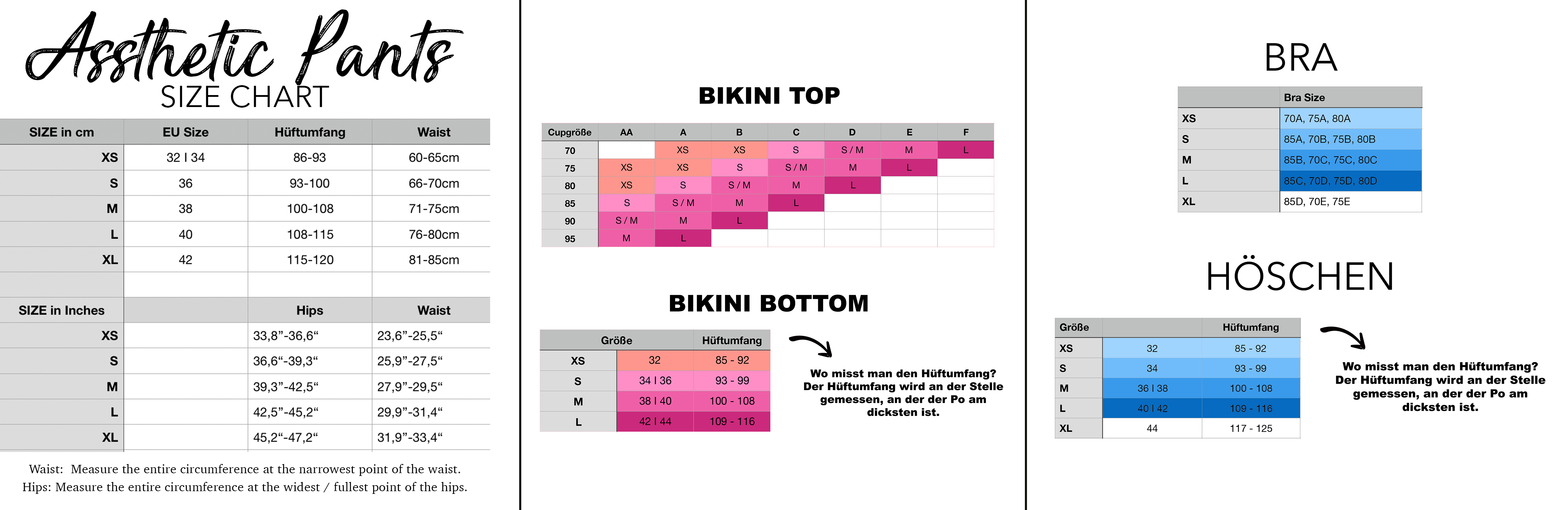 Editable Size Chart