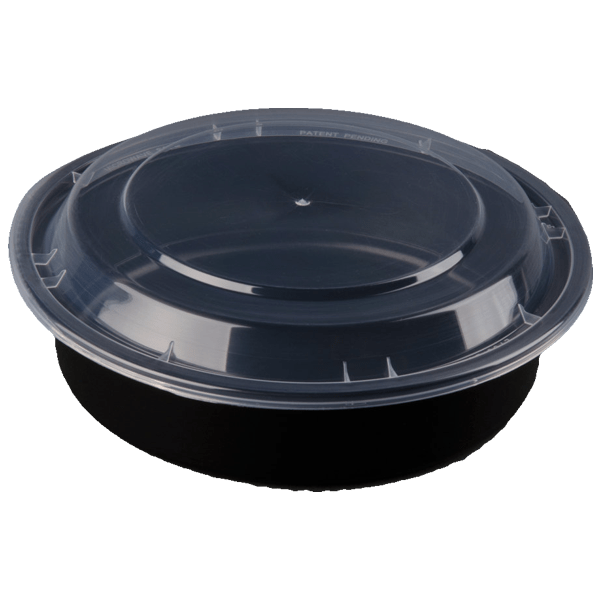 24oz Black Meal Prep Round Single Compartment Food Containers.