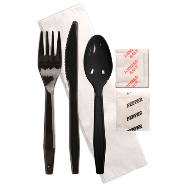 Heavy Weight Cutlery Kits (Black) PakMan Food Packaging Supply