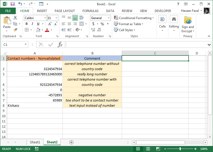 Using Excel Custom Number Formatting as Data Validation Tool