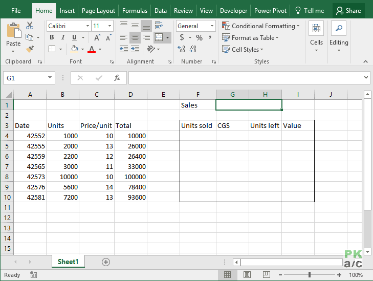 FIFO Inventory Valuation in Excel using Data Tables How To