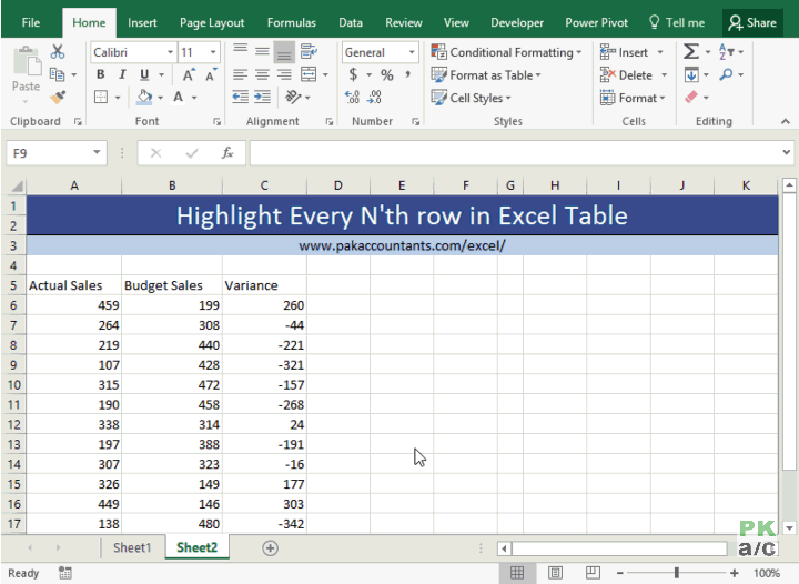 Highlight every Nth row in Excel Tables How To