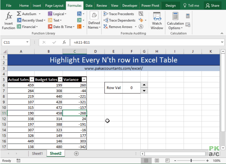 Highlight every Nth row in Excel Tables How To