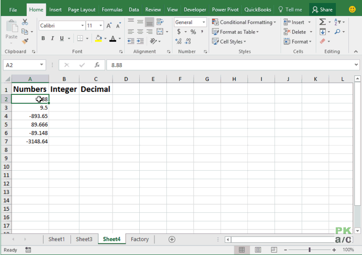 Split numbers into integer and decimal parts in Excel Quick Tip