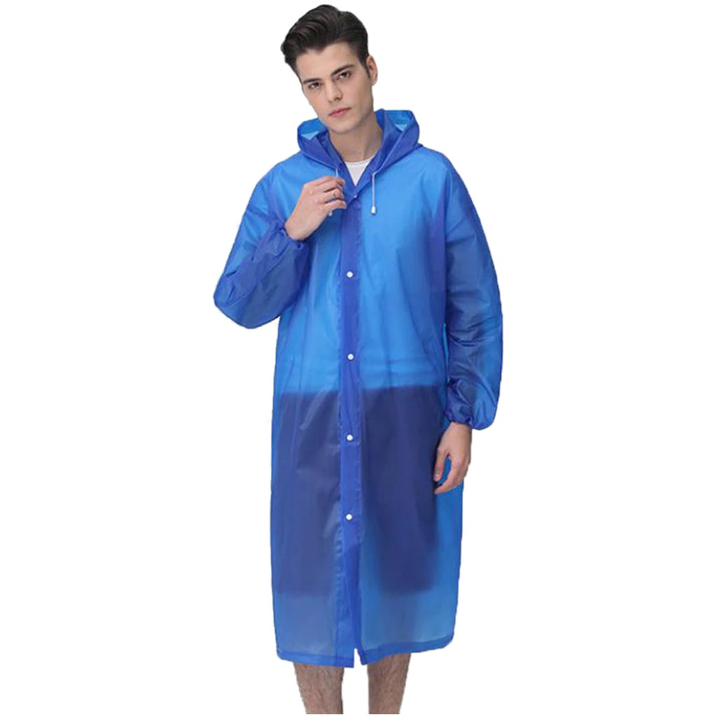 Unisex EVA Raincoat Waterproof Rain Poncho Coat Adult Clear Transparent