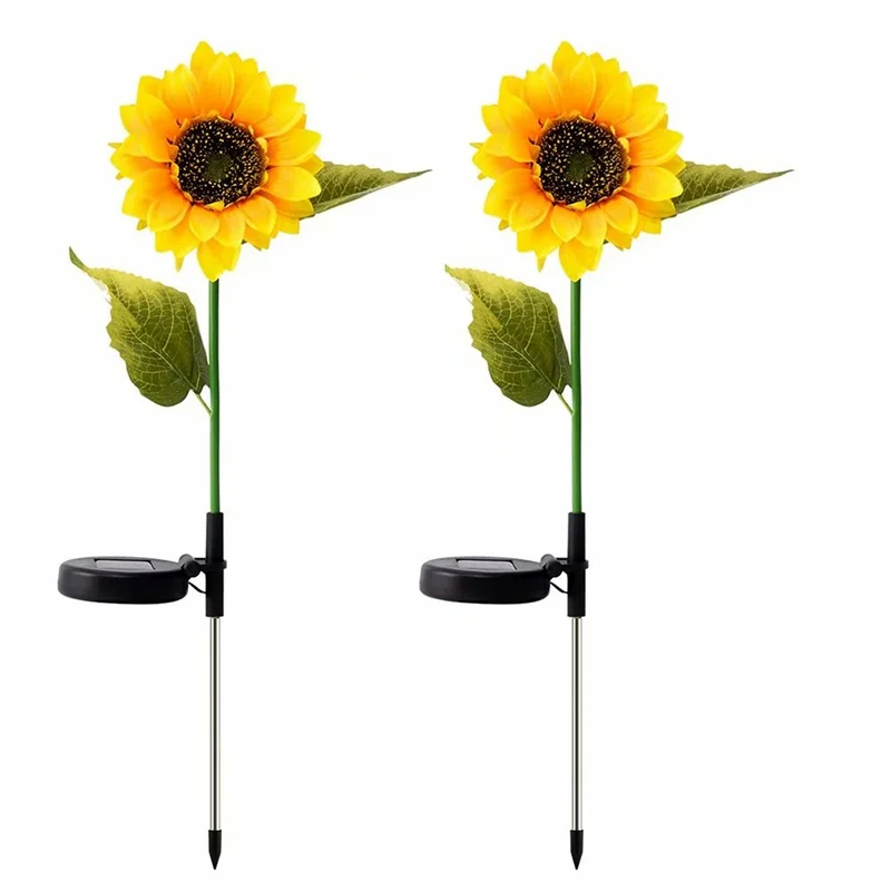 Pack Of 2 Waterproof Sunflower Solar Decorative Lights For Outdoor