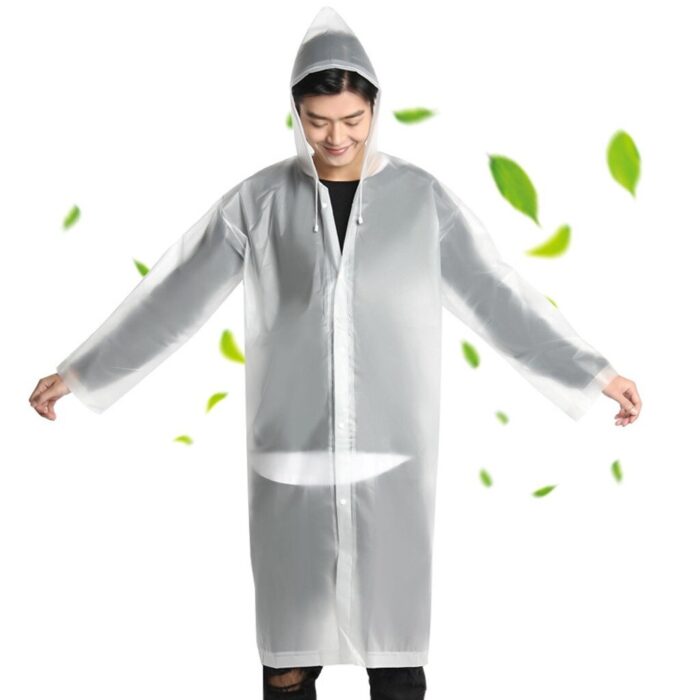 Unisex EVA Raincoat Waterproof Rain Poncho Coat Adult Clear Transparent