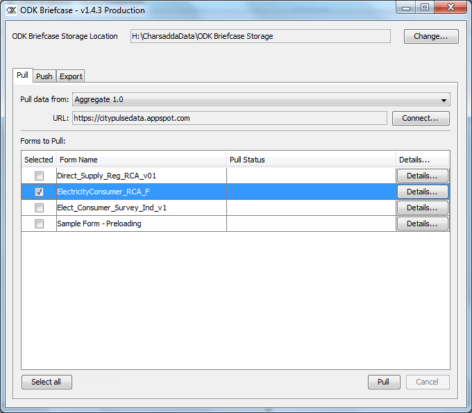 Using ODK Briefcase to fetch data from Aggregate Server Pakistan GIS
