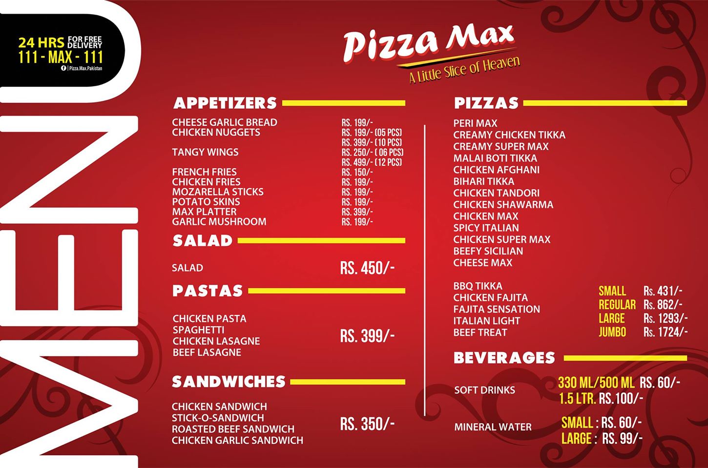 Pizza Max, Airport Restaurant in Karachi Menu, Timings, Contacts, Map