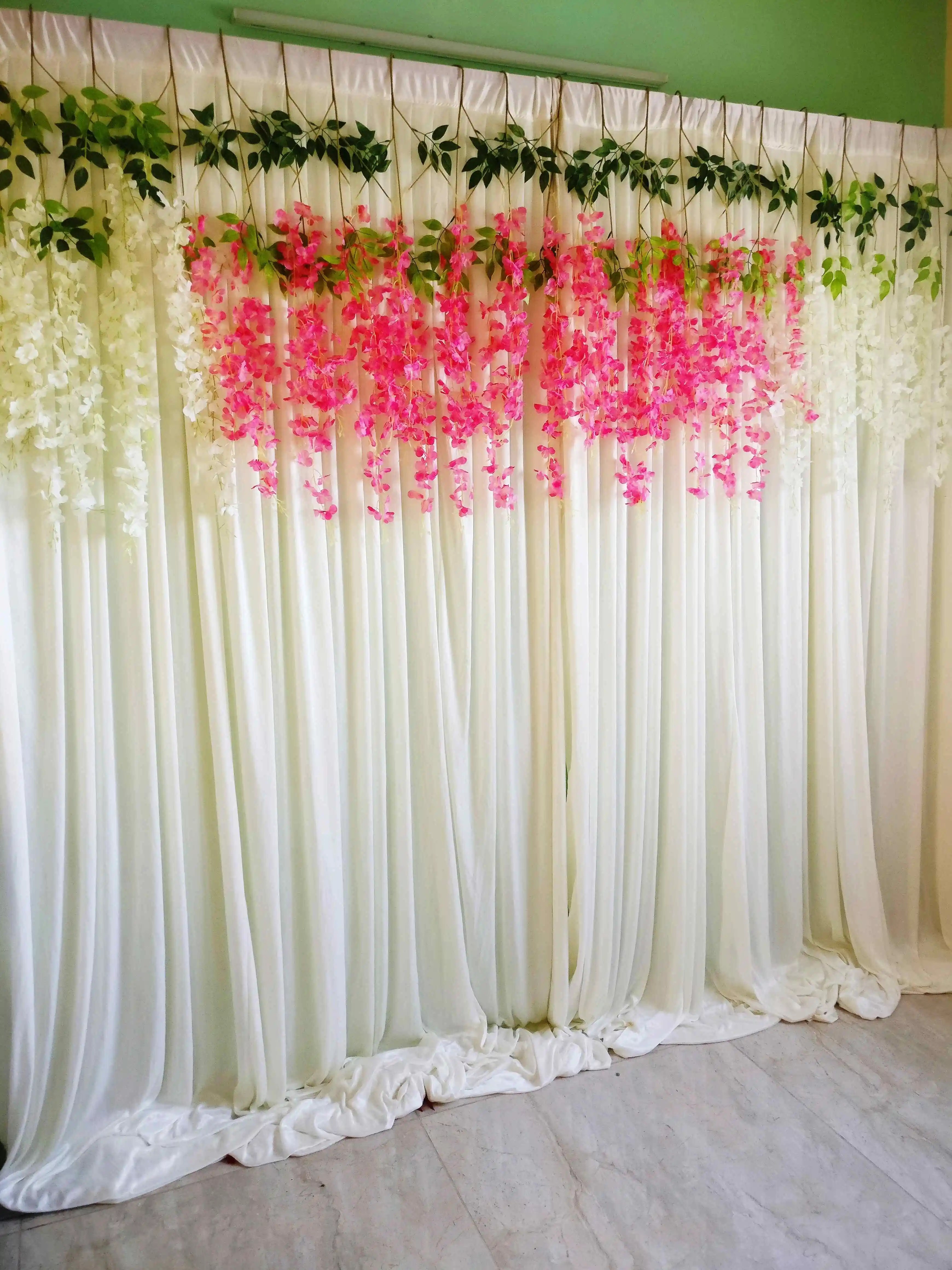 PAKKARENT White Floral Backdrop Rental Hyderabad, Backdrop decoration
