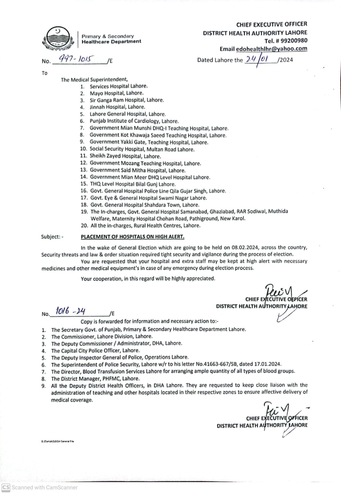 Lahore hospitals put on high alert Pakistan Observer