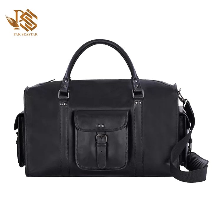 Buckle Pocket Genuine Leather Duffle Bag Pak Seastar Industries (SMCPvt) Ltd