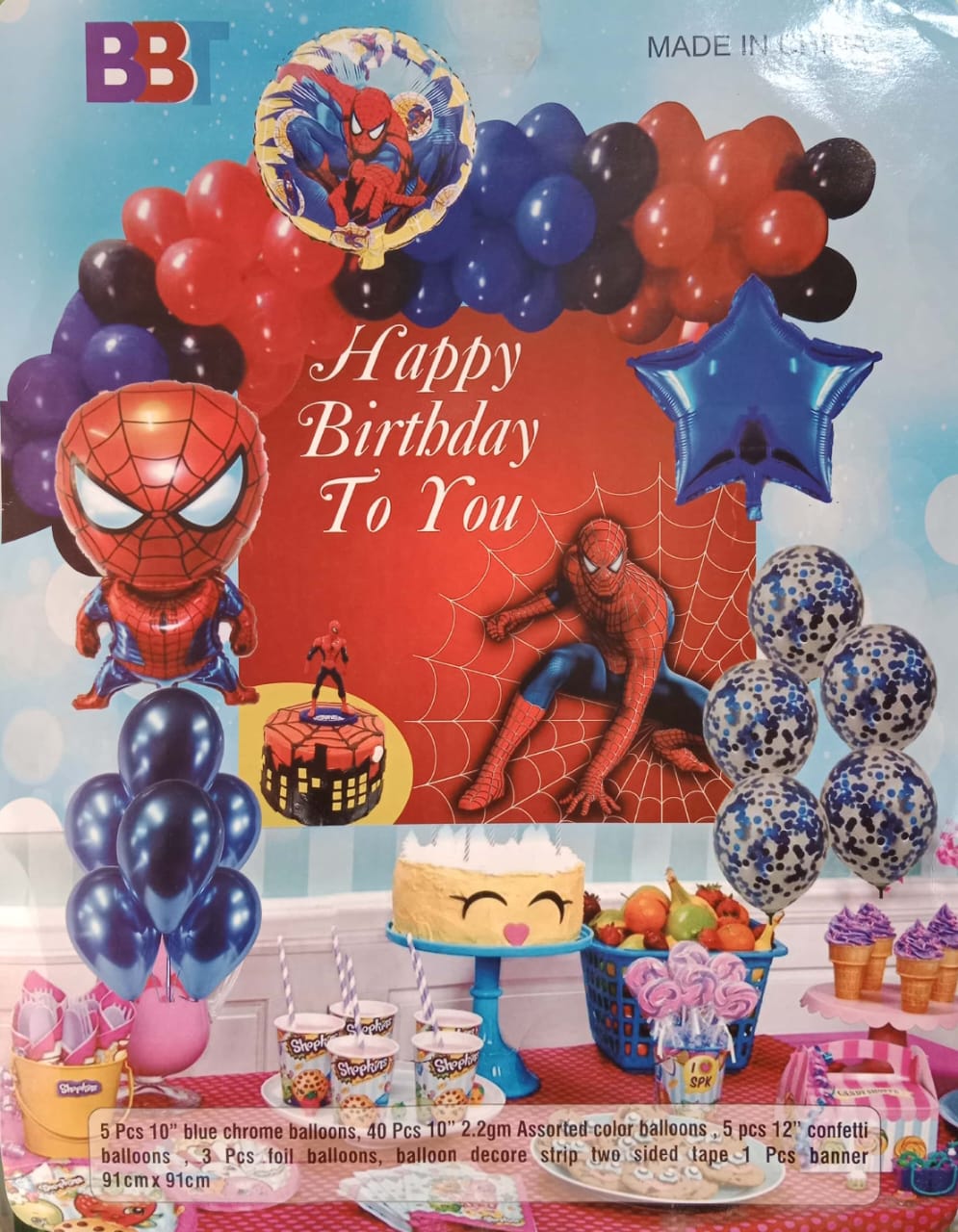 56 Pcs/Set Spiderman Theme Foil Balloons Happy Birthday Decoration