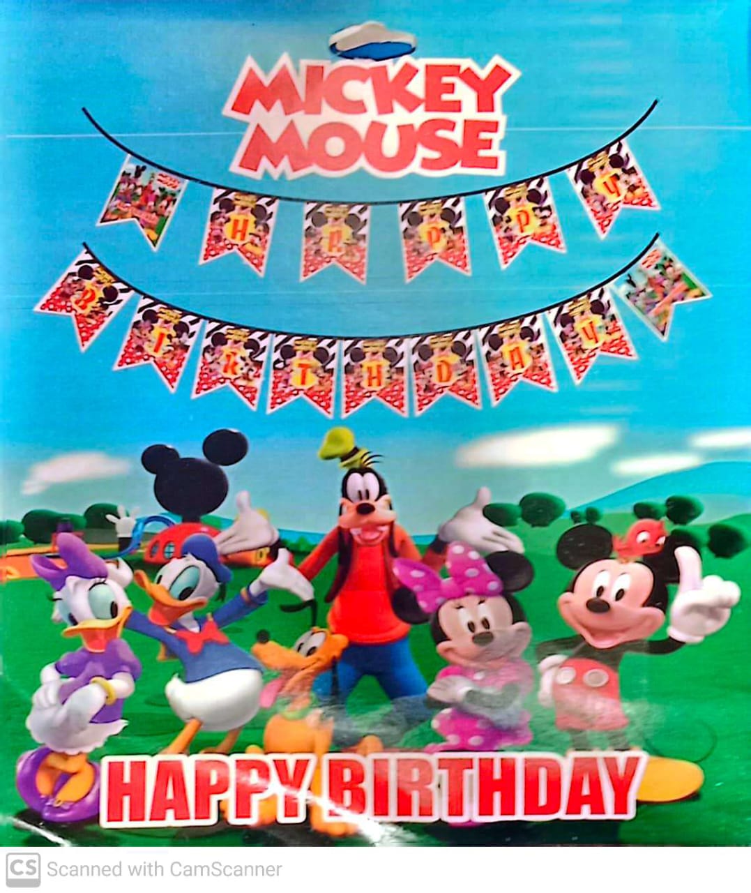 Mickey Mouse Happy Birthday Card Banner for Birthday Party Decorations