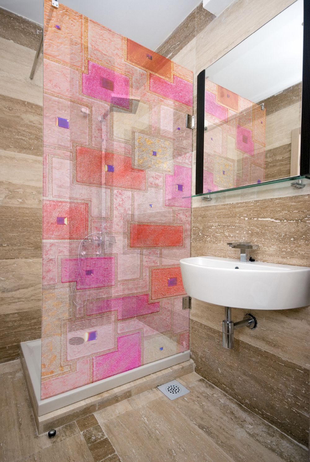 Abstract Design Glass Shower Partition PGC419 Palace of Glass