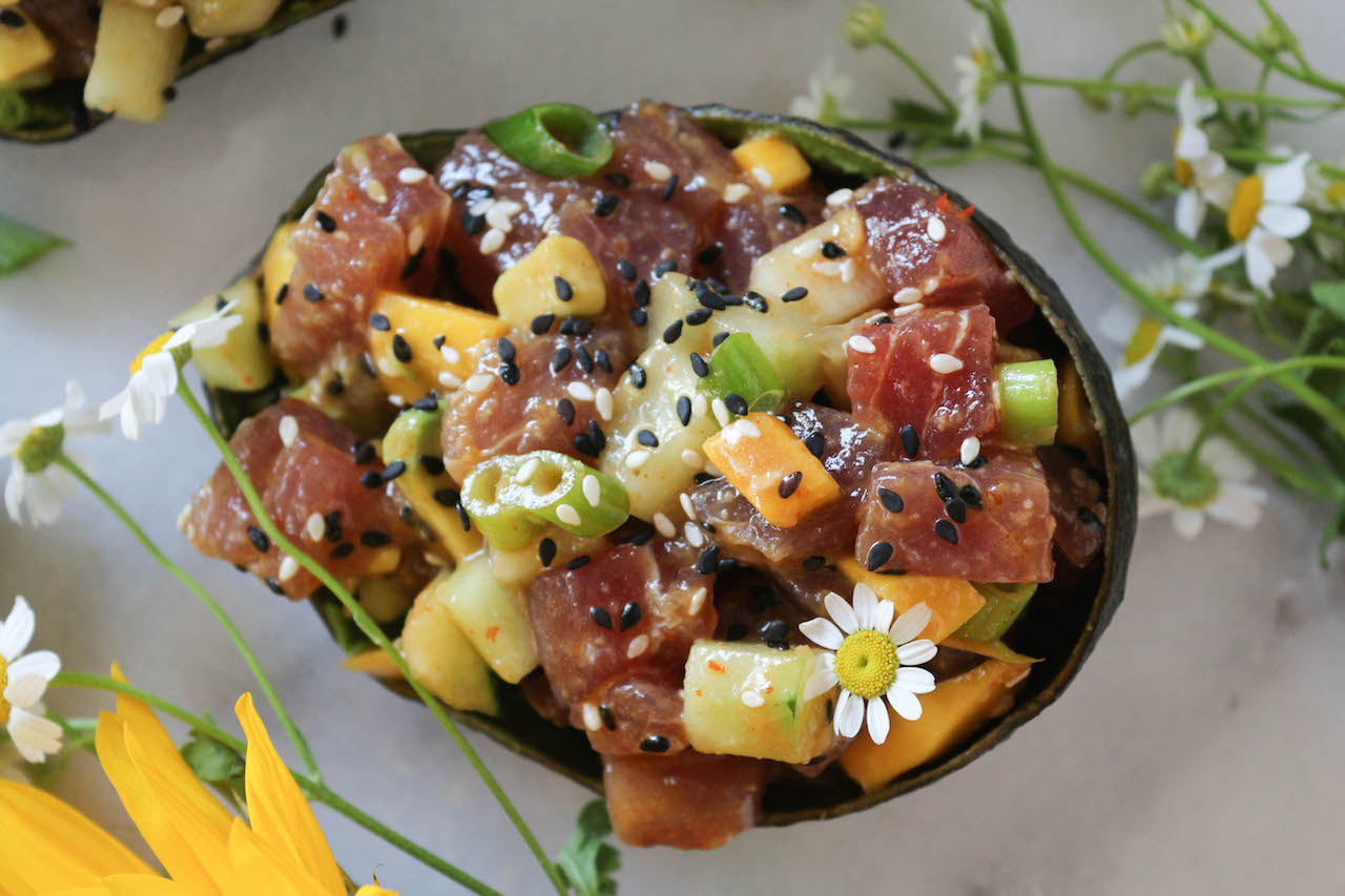 Mango Ahi Tuna Poke Avocado Bowls PaleOMG
