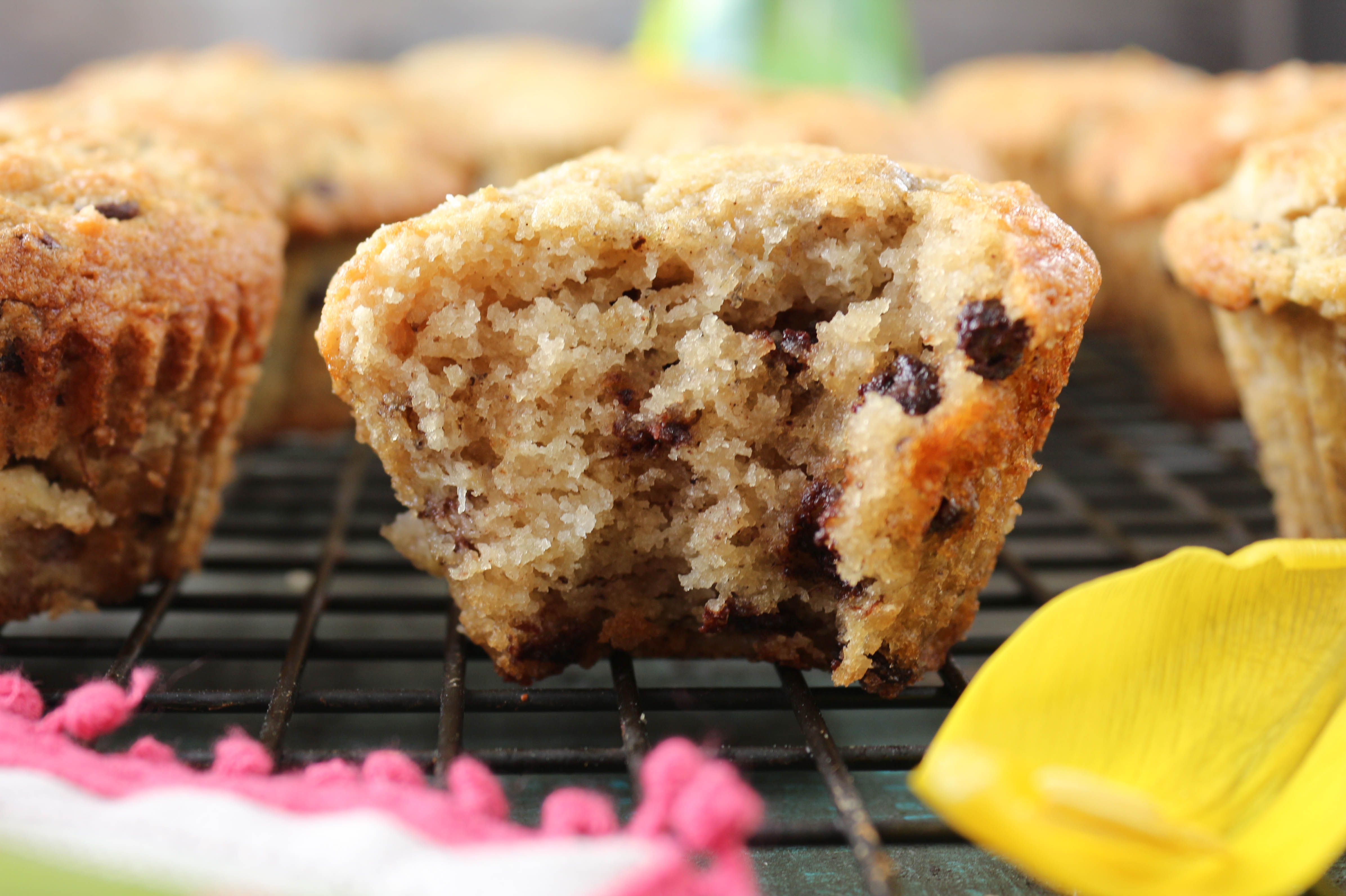 Super Easy Chocolate Chip Banana Walnut Muffins (video!)