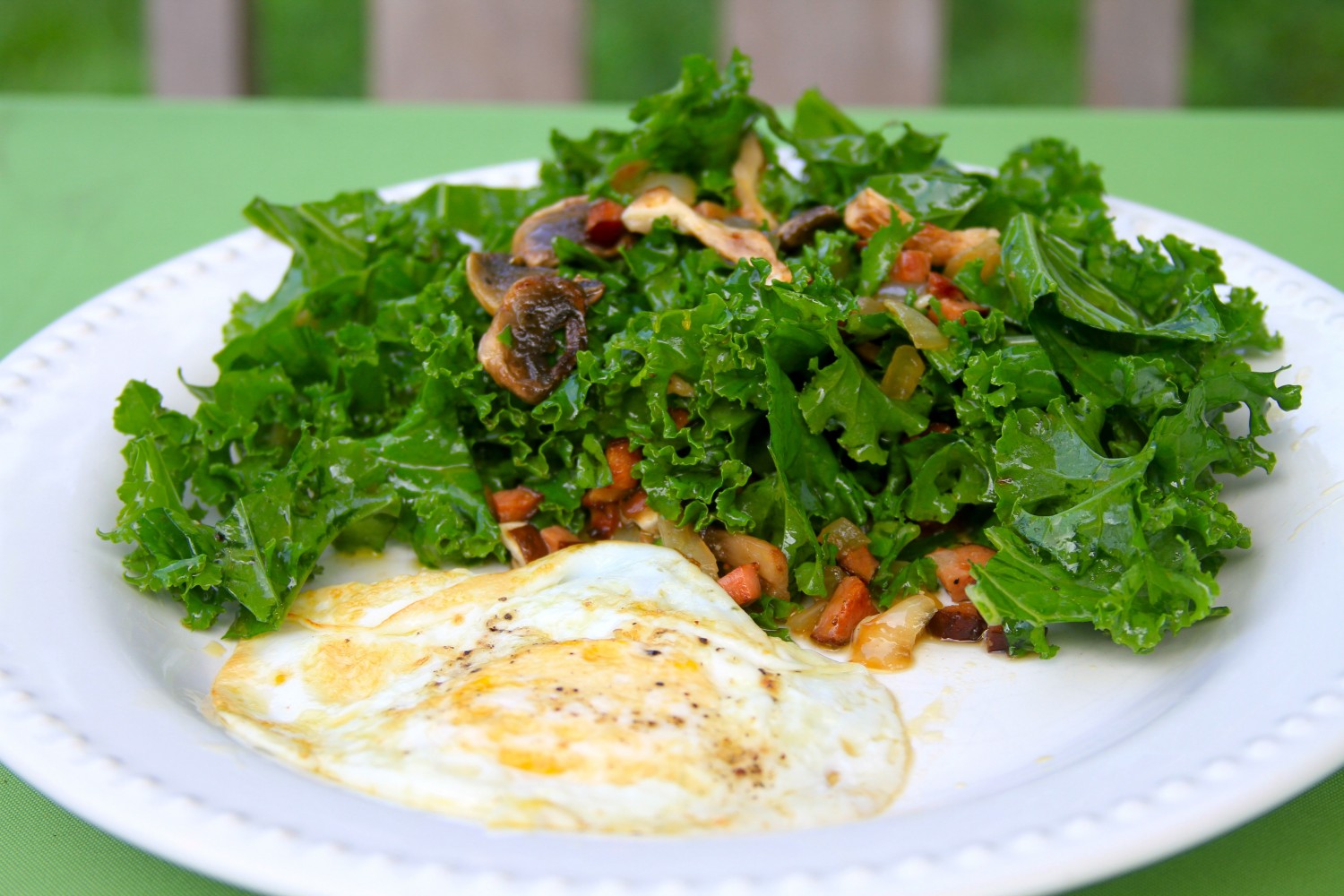 Kale Salad with Warm Andouille Sausage Dressing