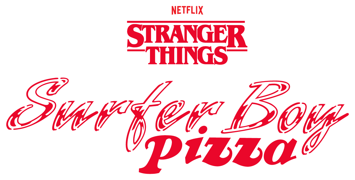 Surfer Boy Pizza Logo Stranger Things