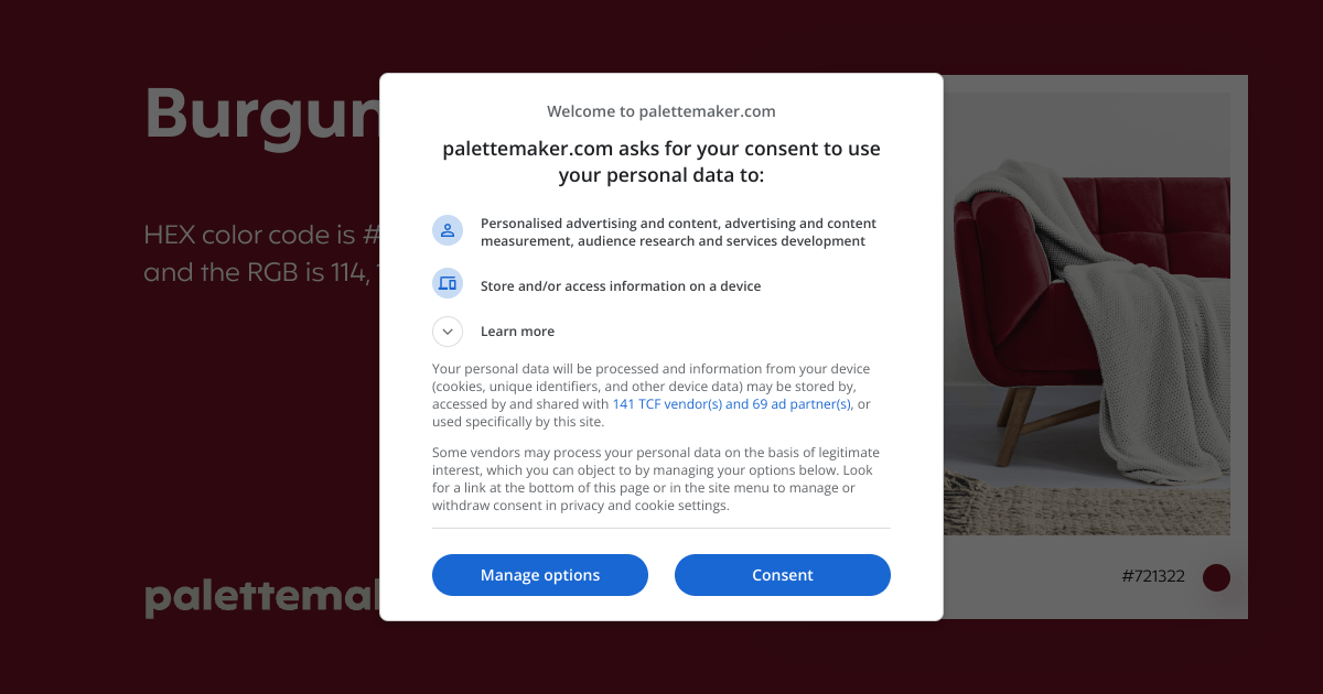Burgundy Color HEX 721322 Meaning and Live Previews PaletteMaker