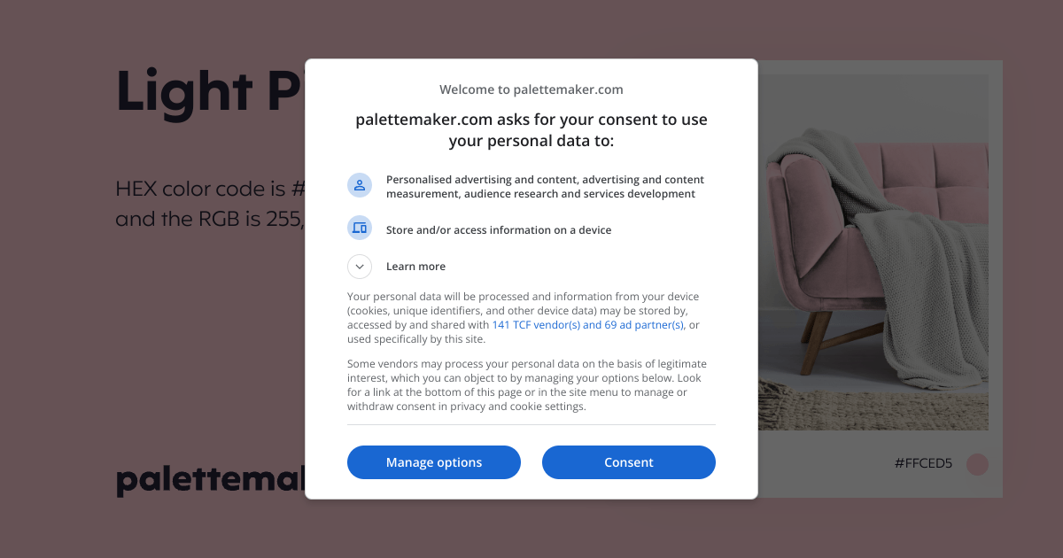 Light Pink Color HEX FFCED5 Meaning and Live Previews PaletteMaker