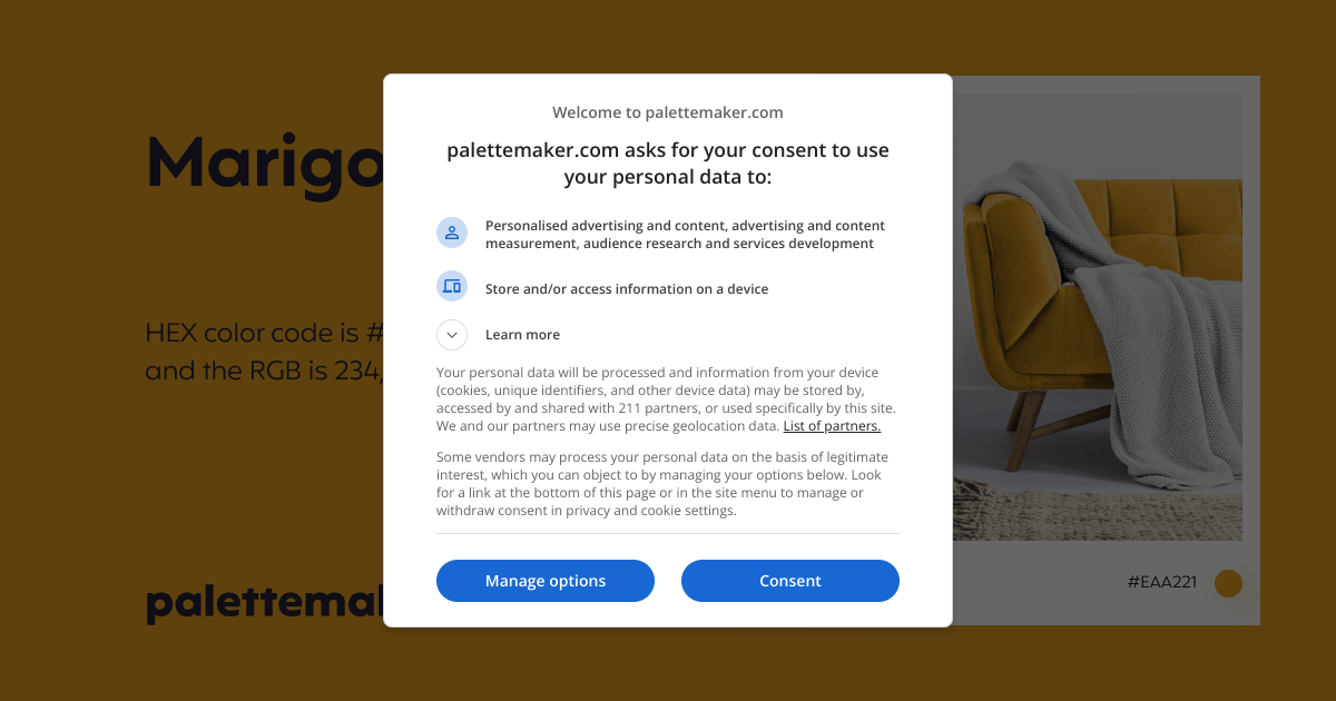 Marigold Color HEX EAA221 Meaning and Live Previews PaletteMaker