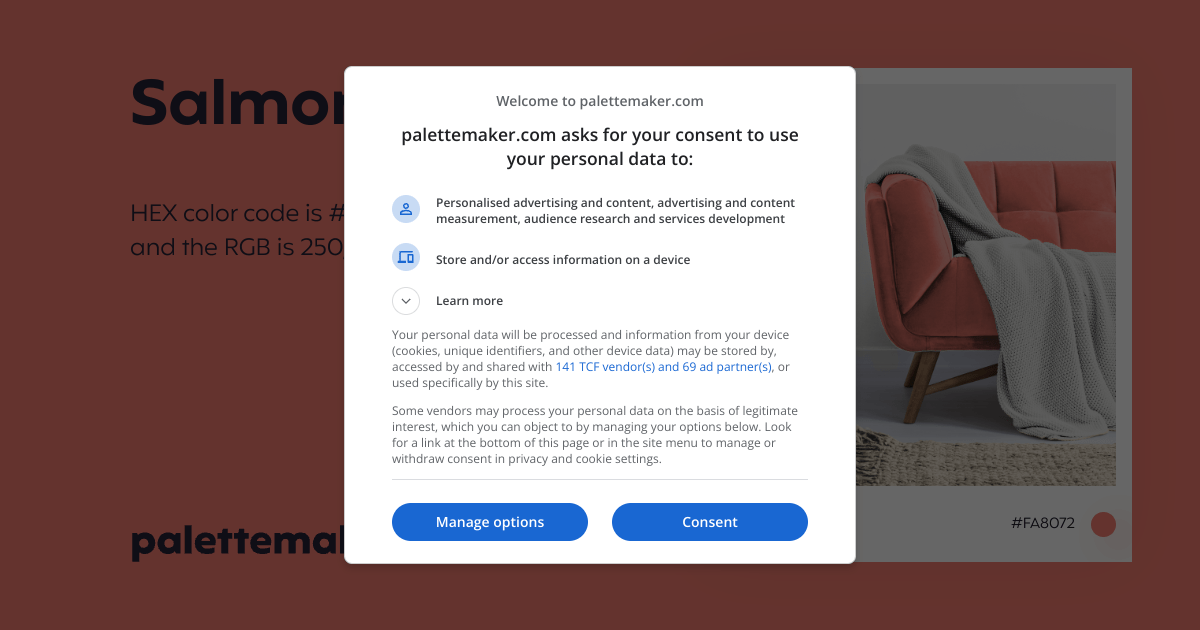 Salmon Color HEX FA8072 Meaning and Live Previews PaletteMaker