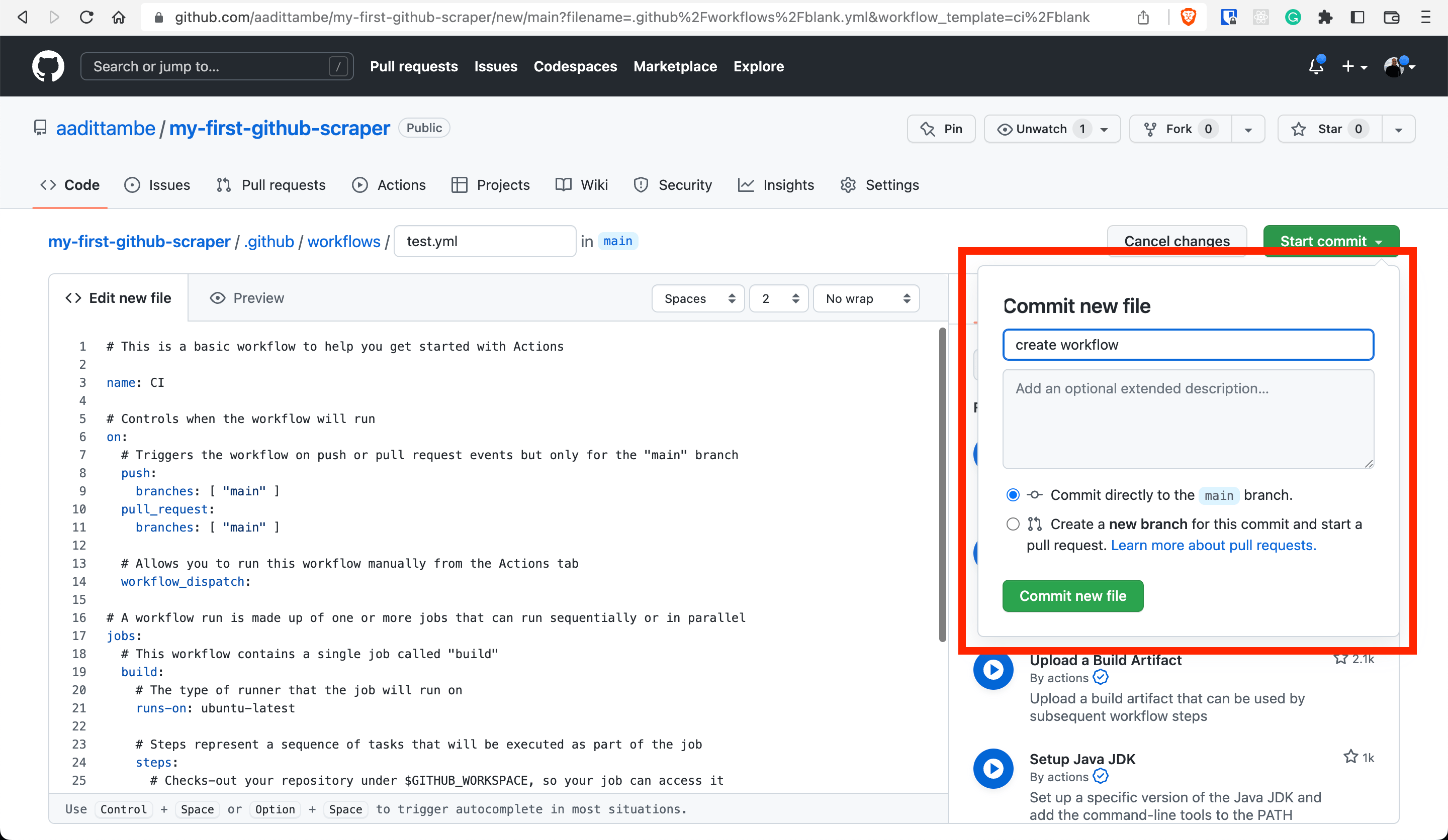 4. Run via GitHub Actions — First GitHub Scraper documentation