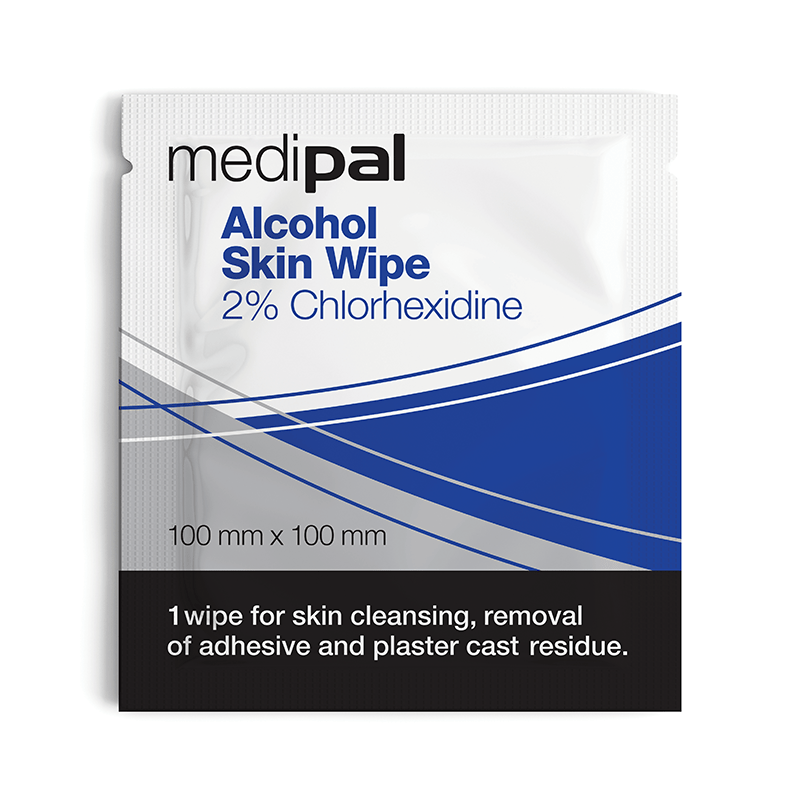 Chlorhexidine & Alcohol surface wipes single sachets x 200 Pal