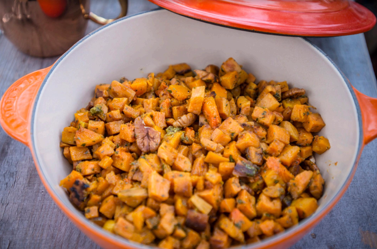 Roasted Sweet Potatoes with Parsley Pistou and Pecans P. Allen Smith