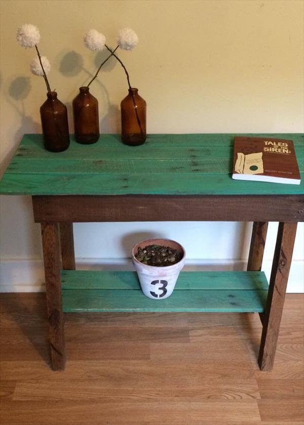DIY Turquoise Pallet Side Table Pallet Furniture DIY