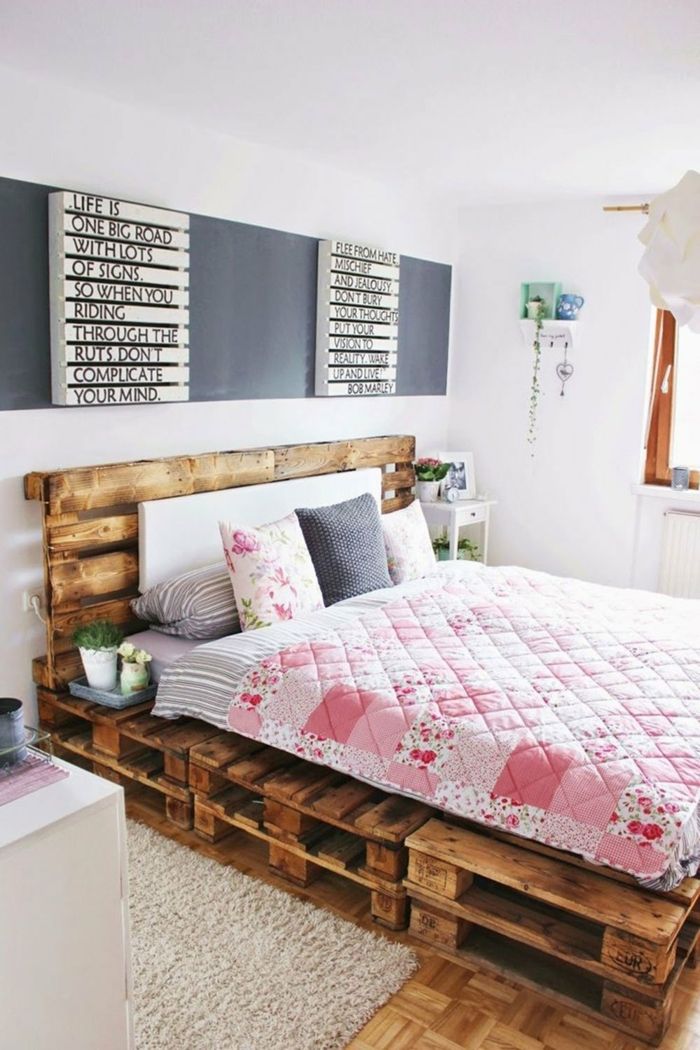 22 ideas para decorar dormitorios con palets. Pallets Decor