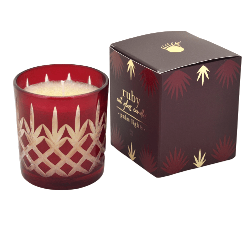 Ruby Cut Glass Candles Palm Lights