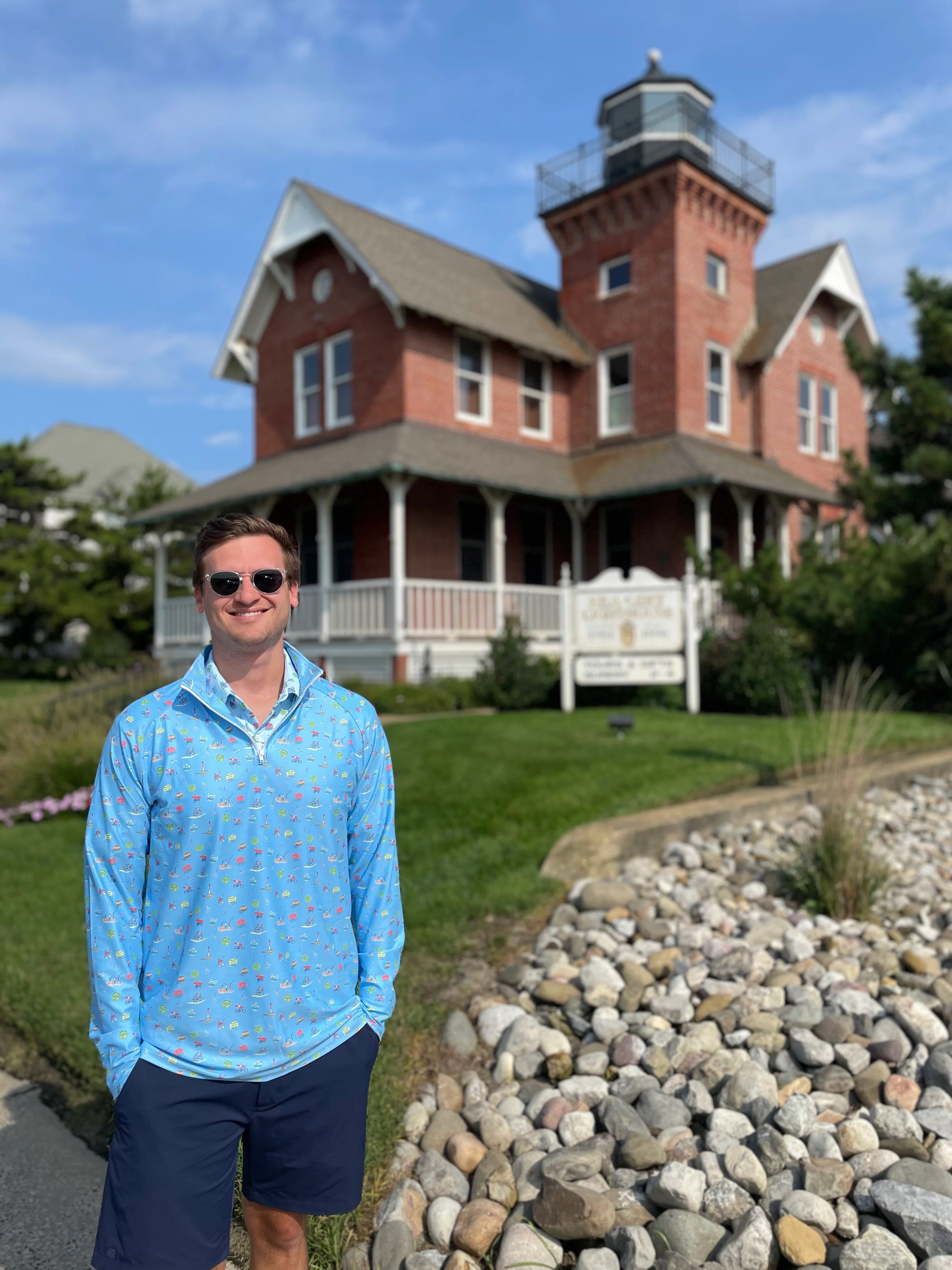 CAPTAIN 1/4ZIP, MEN'S PALM PLACE, BLUE CLASSIC Palm Place