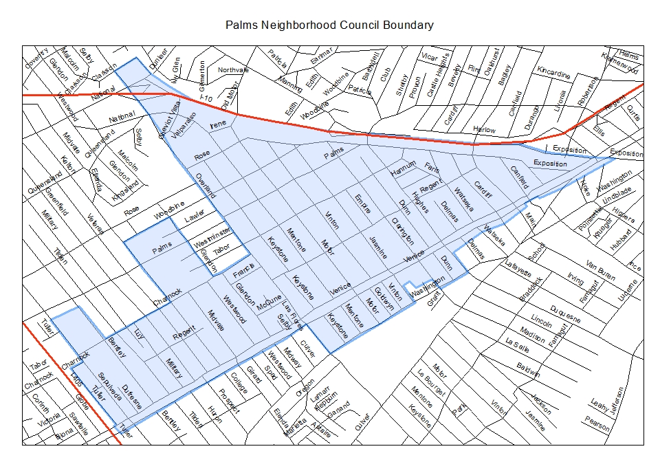 Map of Palms Palms Neighborhood Council