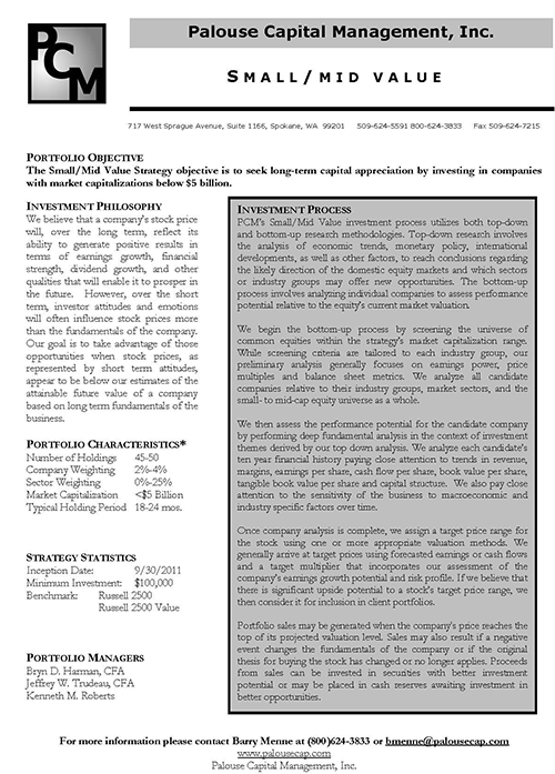 PCM SMV Strategy Palouse Capital Management