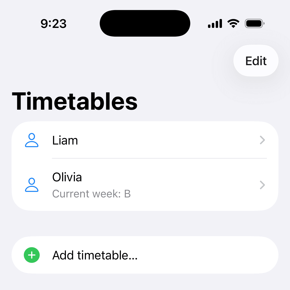 Timetable iOS, iPhone app for students, school NicePlan