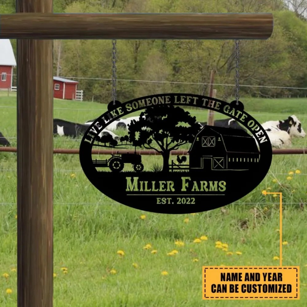 Customized Metal Farm Art, Tractor And Barn, Gift For Farmers Pamotee